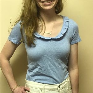 Light blue shirt with ruffled collar J. Crew